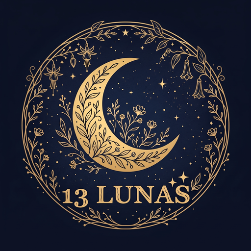 Logotipo 13 Lunas — luna dorada